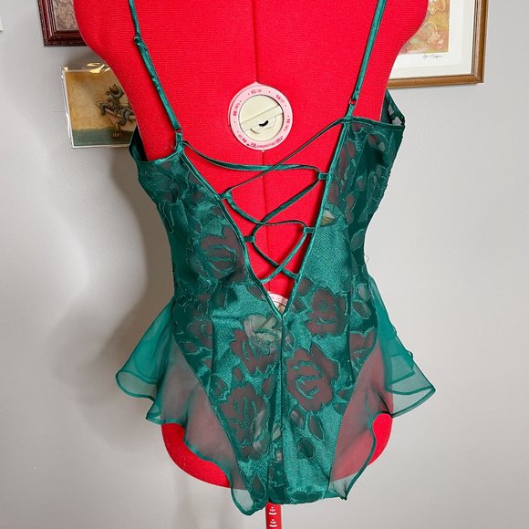 VNTG Victoria's Secret Gold Label (90s) Green Teddy - Picture 2 of 4